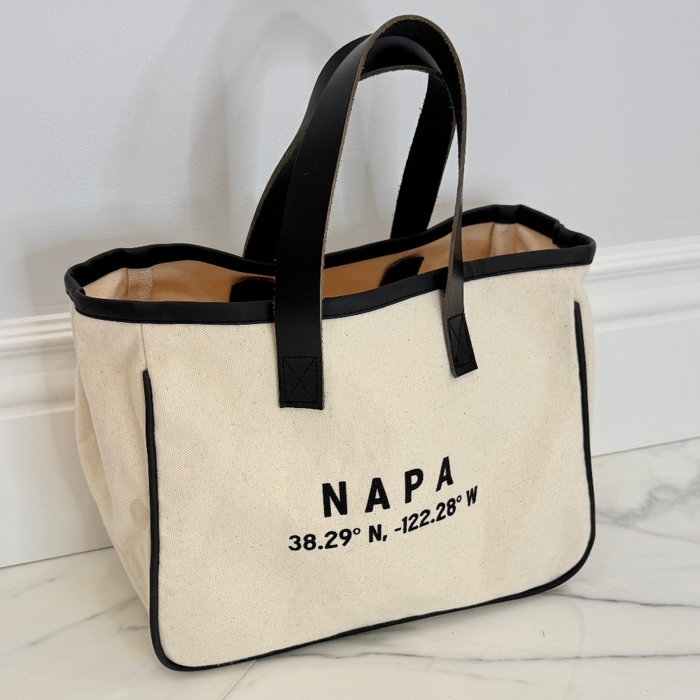 Napa canvas tote with leather handles